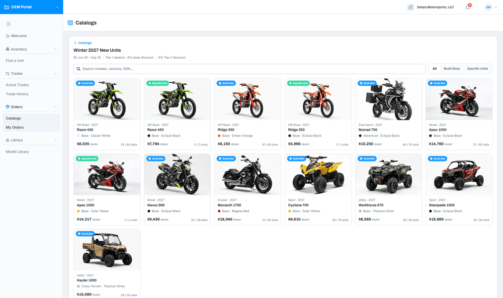 OEM Portal — catalogs