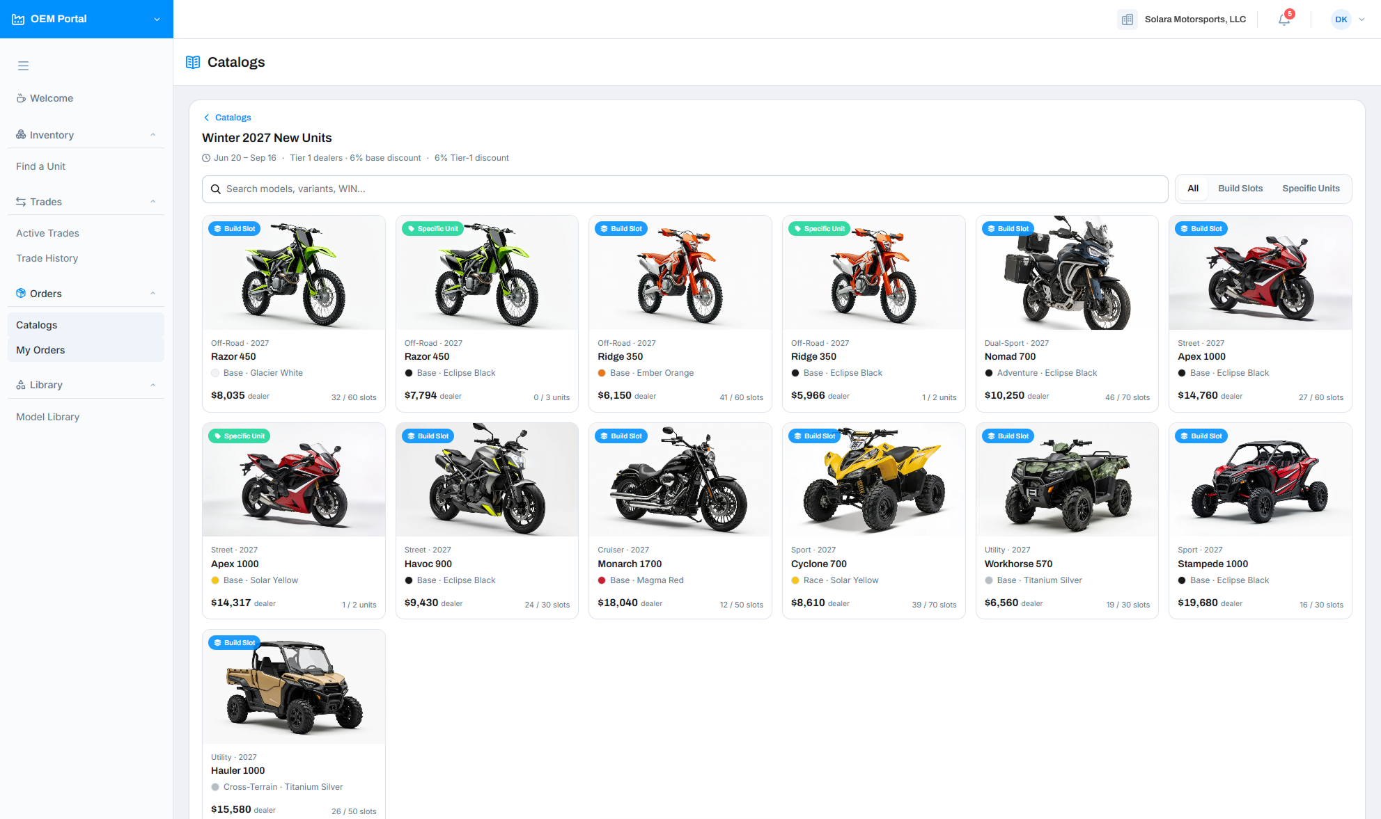 OEM Portal — catalogs